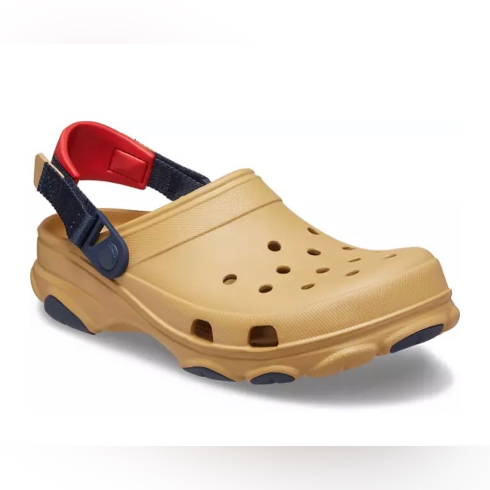 New Mens Crocs Classic All Terrain Clogs Tan Beige Black Red w/ Back Strap 12